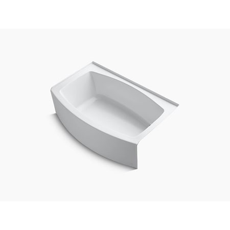 Kohler 60x32-38 Alcove Bath W/ Curved Integral Apron & Right-Hand Drain, 60" L, White 1100-RA-0